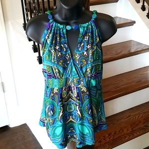 Cache Stained Glass Print Jeweled Halter